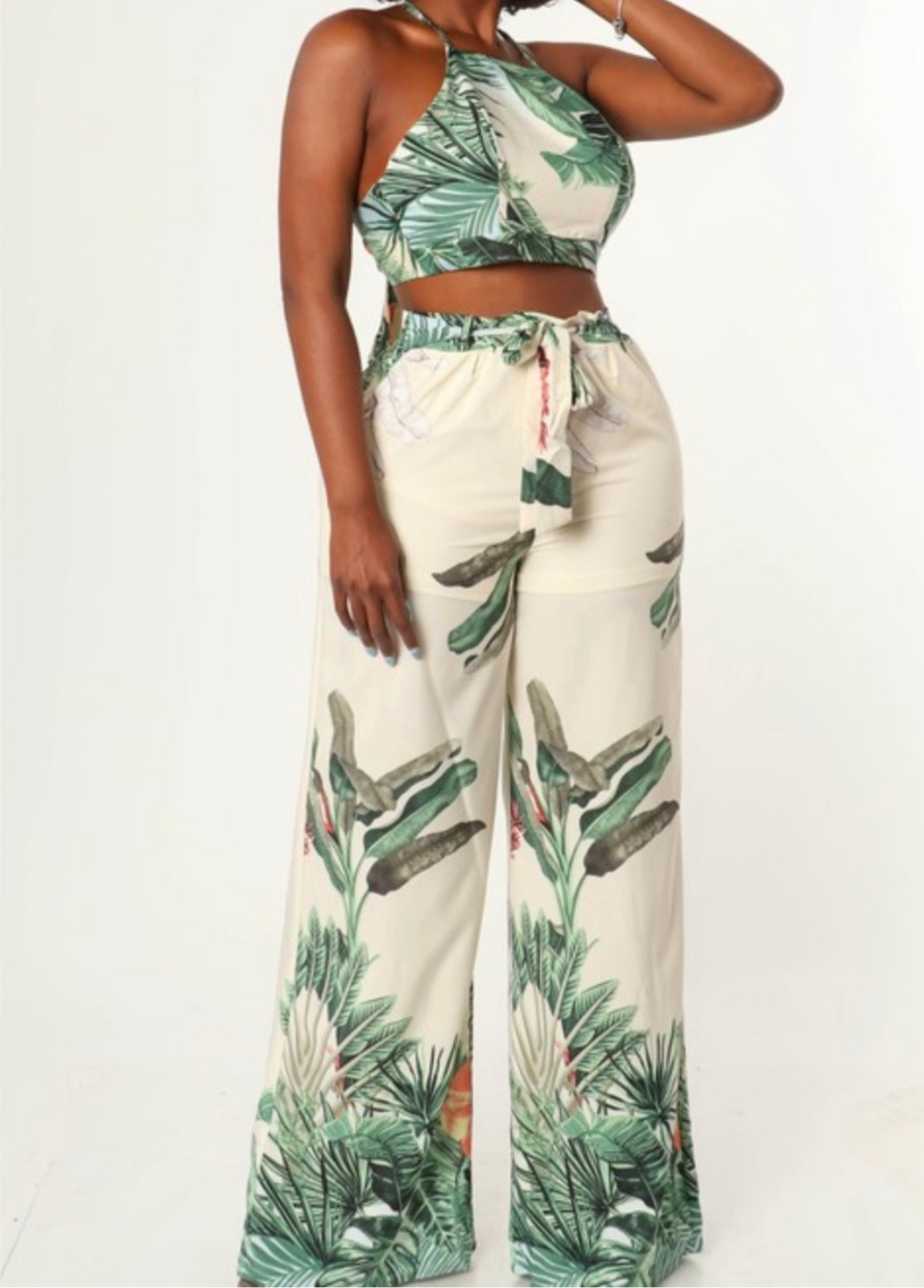 Malia Tropical Print Palazzo Pant Set