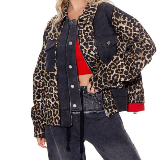 Leopard Denim Jacket