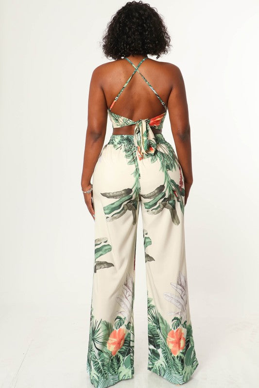 Malia Tropical Print Palazzo Pant Set