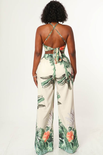 Malia Tropical Print Palazzo Pant Set