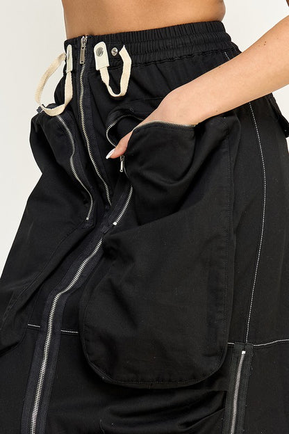 She Got Options Zipper Multi-Pocket Cargo Skirt