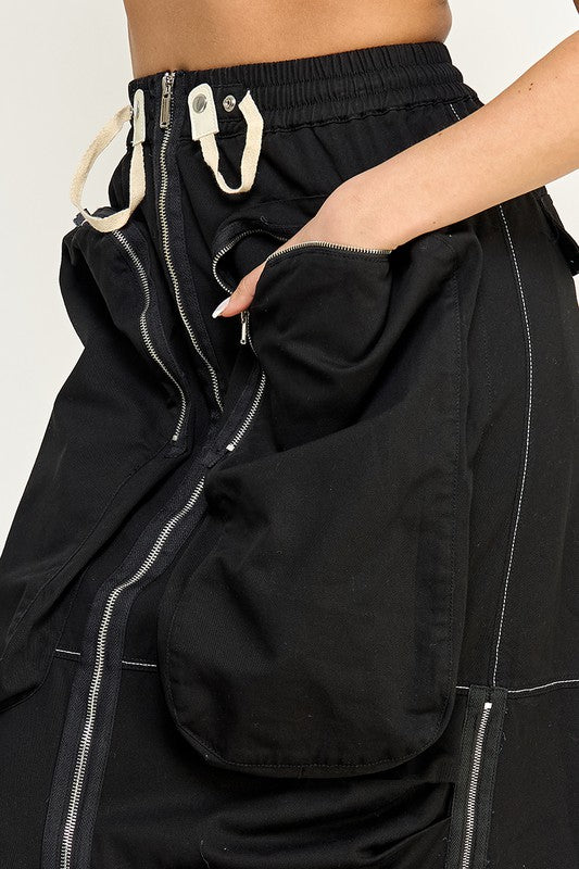 She Got Options Zipper Multi-Pocket Cargo Skirt